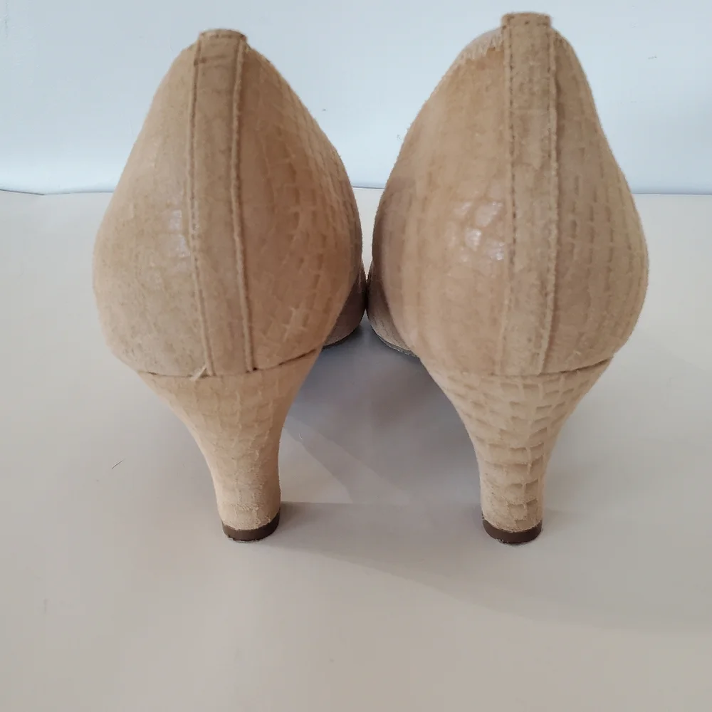 ROS HOMMERSON Sz 9 KARAT Nude Croc Leather Upper Pumps 2.5" Heel Comfort Office - Picture 5 of 15